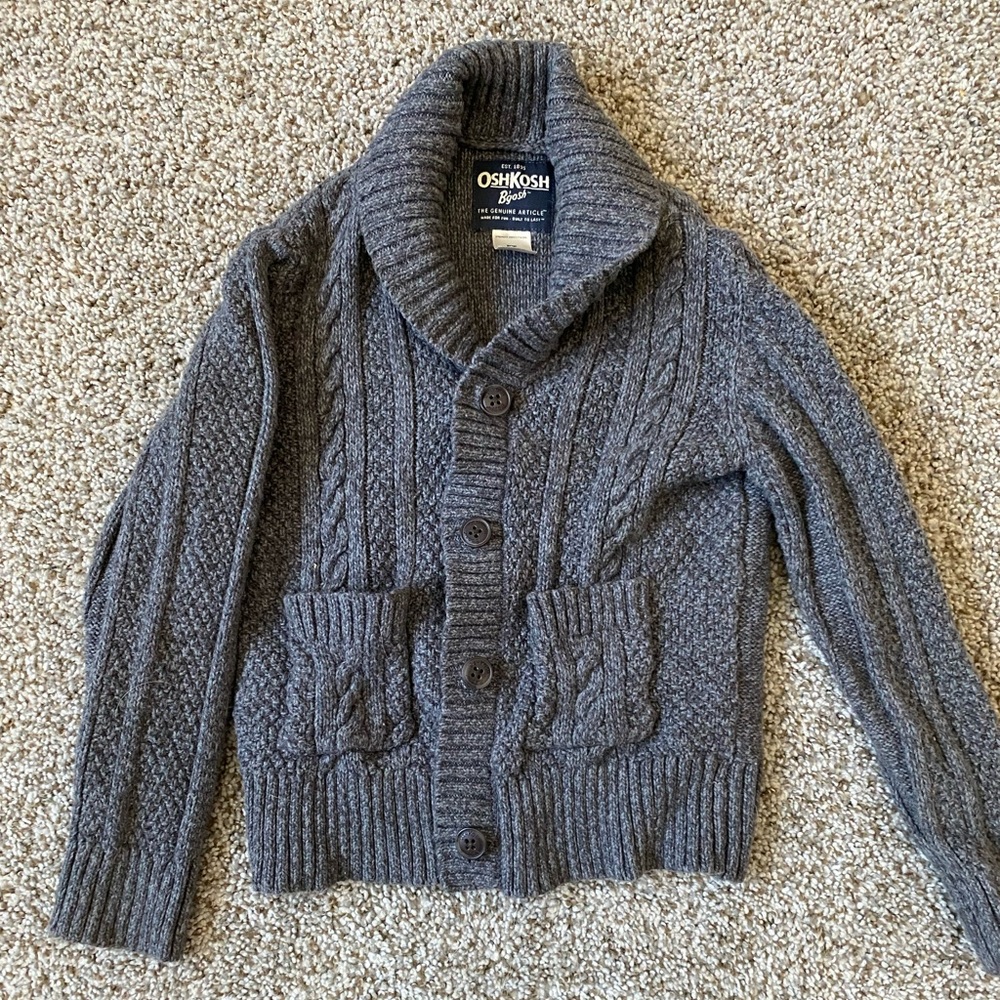 Oshgosh old man button up sweater in grey